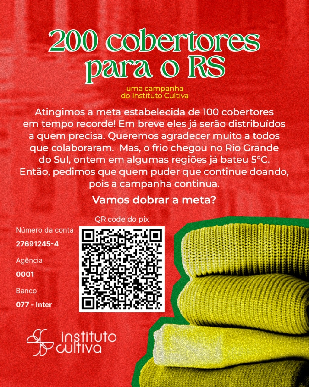 Cobertores para o Rio Grande do Sul